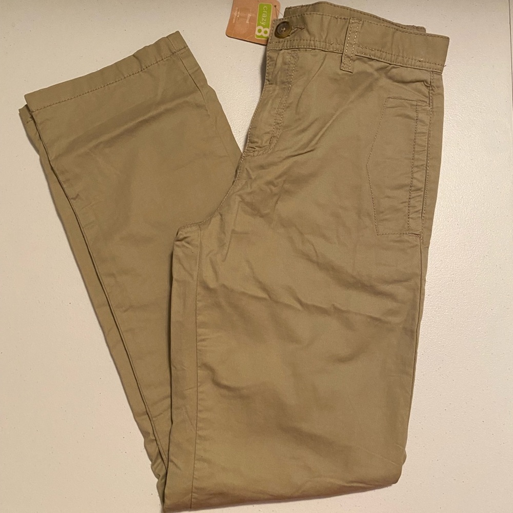 NWT Crazy 8 Lined Khaki Pants with Button Closure 27” inseam